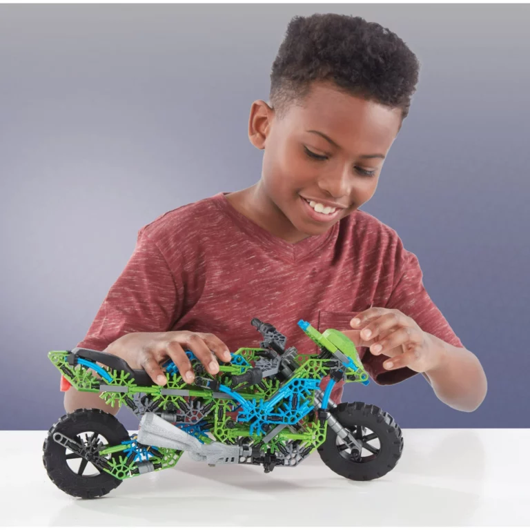 Child plays with K'NEX Mega Motorcycle Building Set