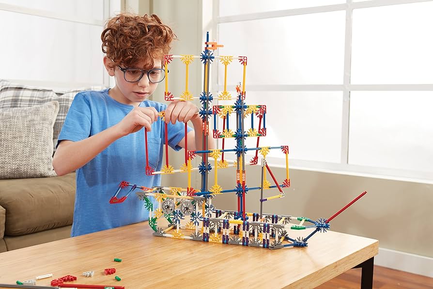 Kid plays with regular K'NEX