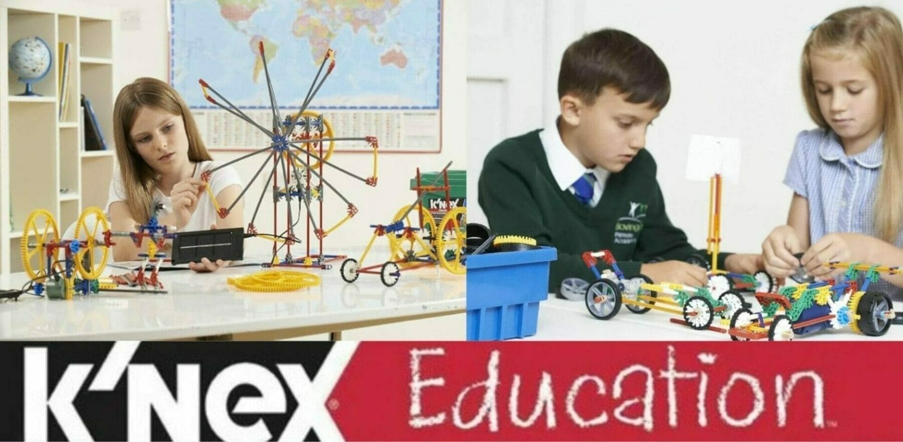 Kids build K'NEX educational sets